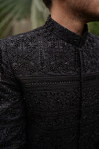 Classic black sherwani. code S101