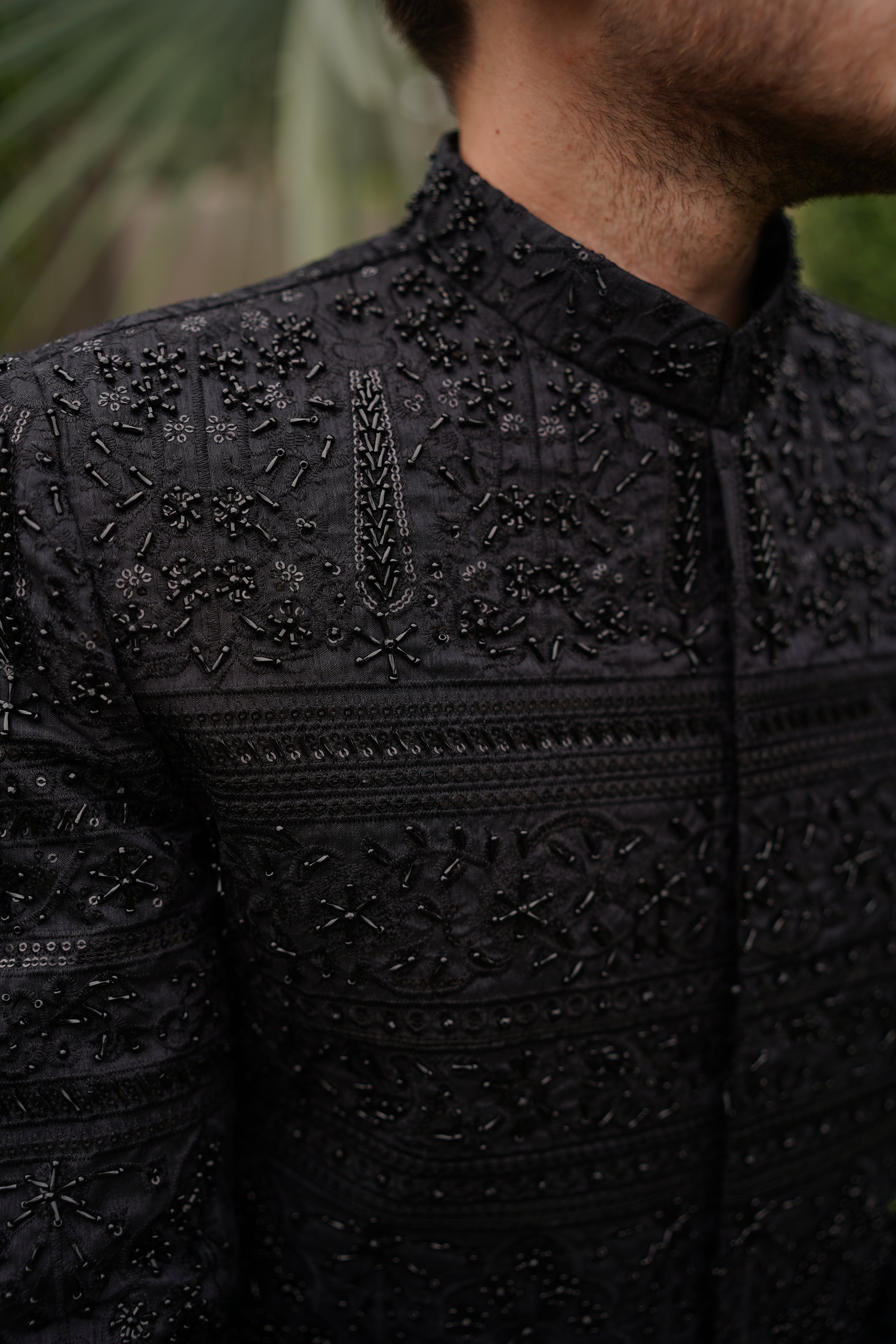 Classic black sherwani. code S101