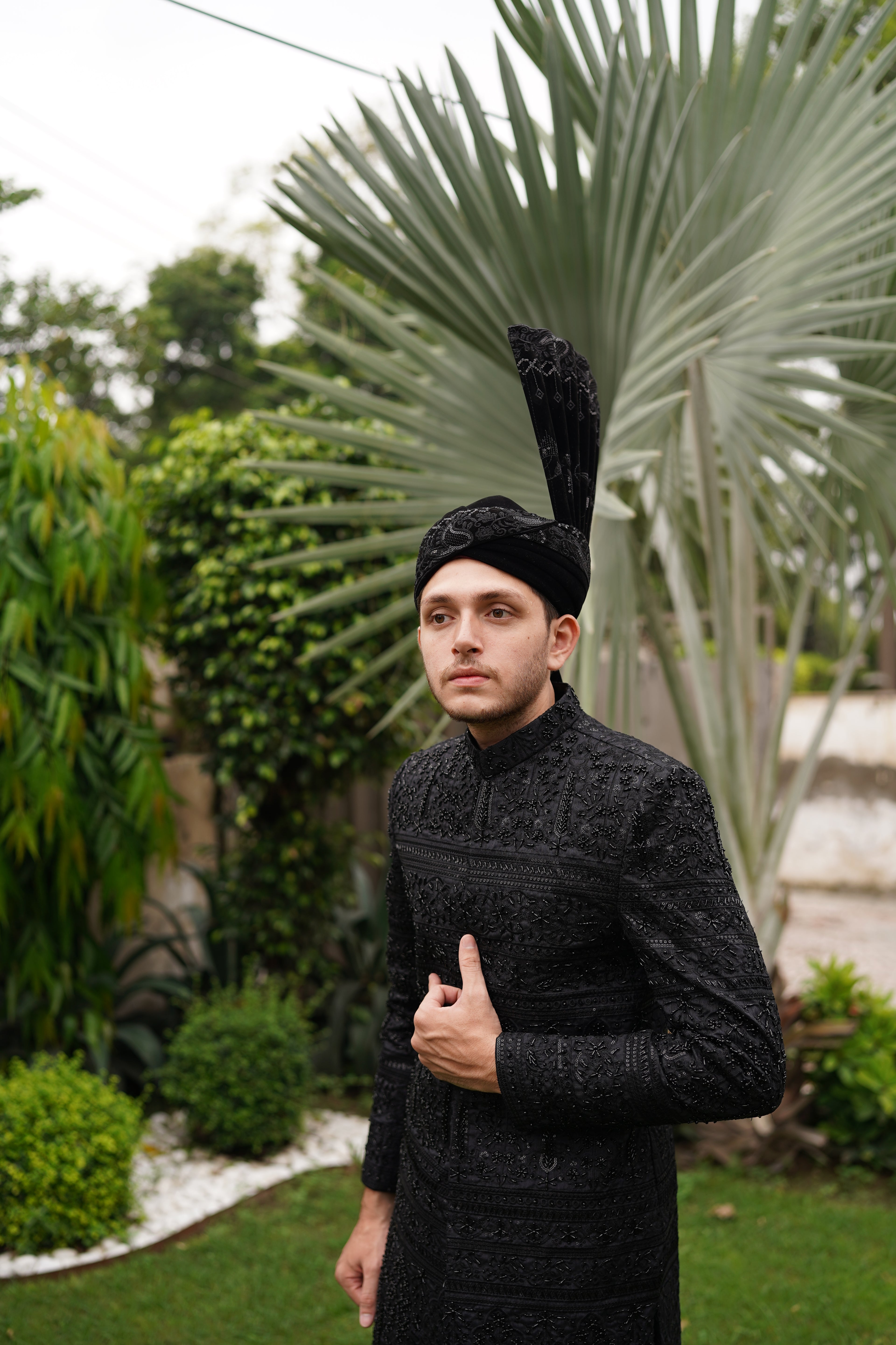 Classic black sherwani. code S101