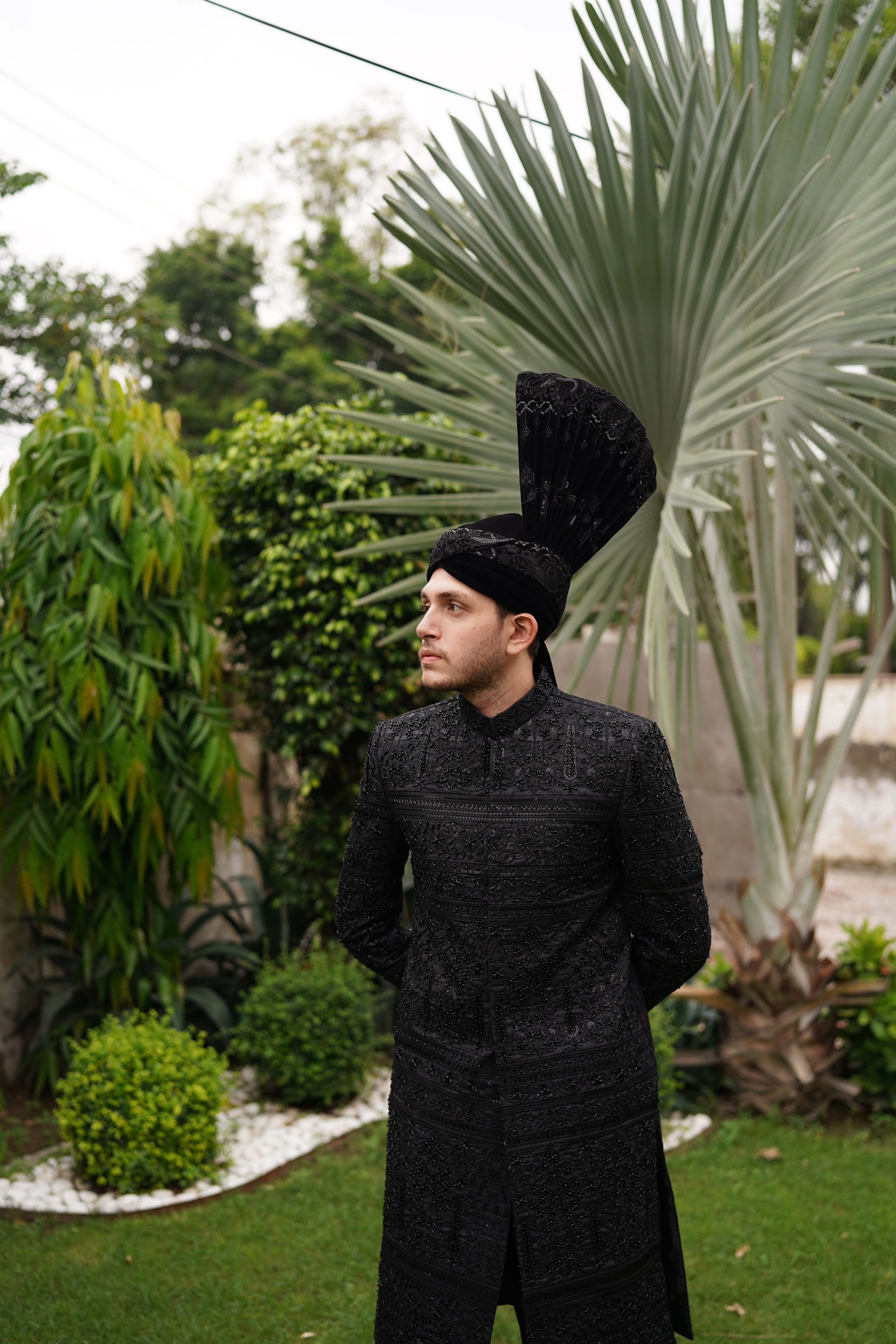 Classic black sherwani. code S101