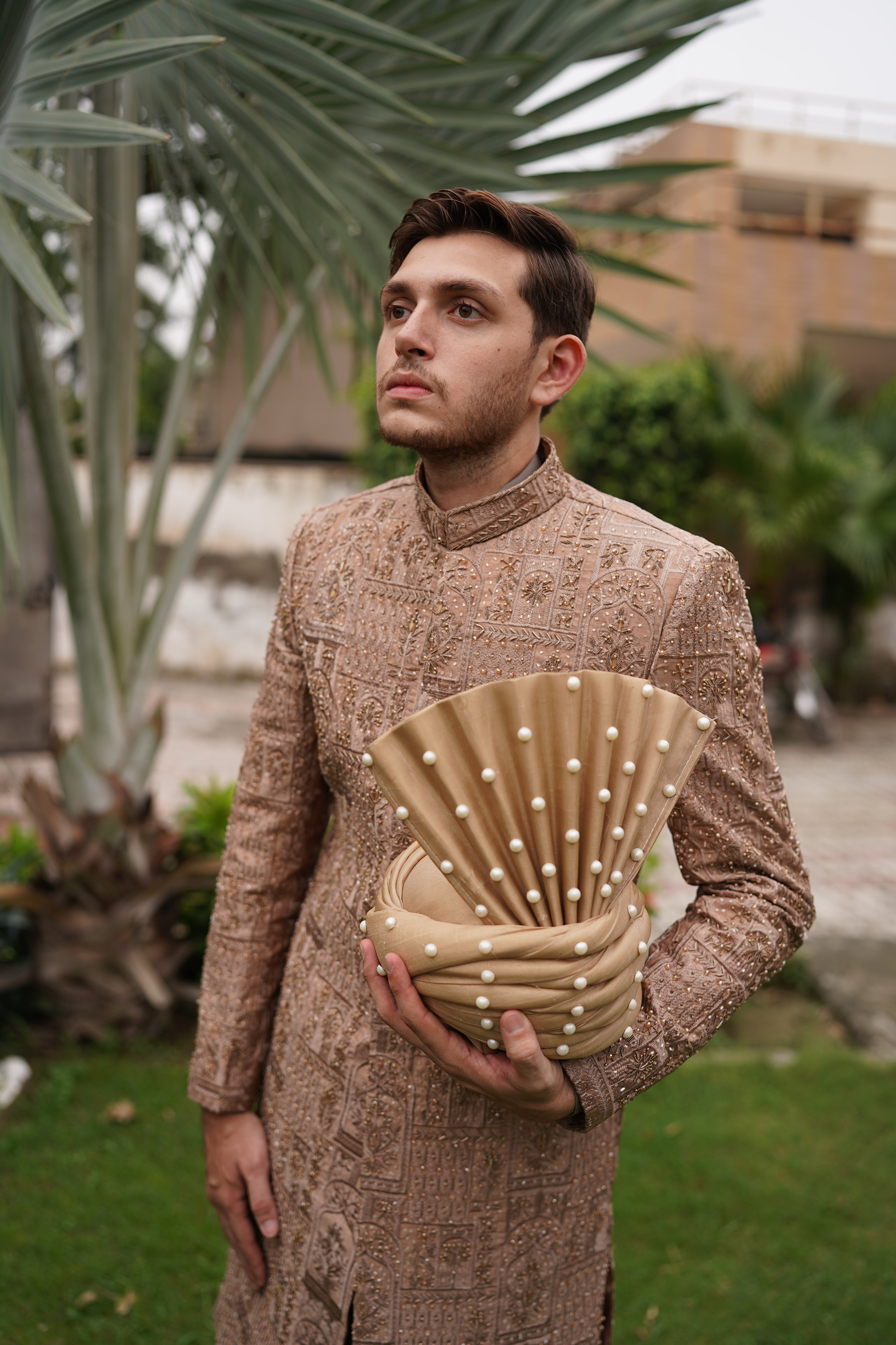 Cultural beige sherwani code S106