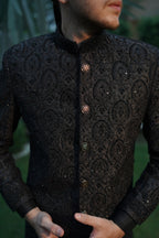 Luxury black sherwani code S102