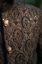 Luxury black sherwani code S102
