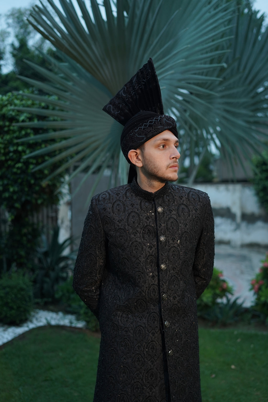 Luxury black sherwani code S102