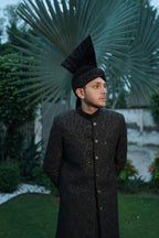 Luxury black sherwani code S102