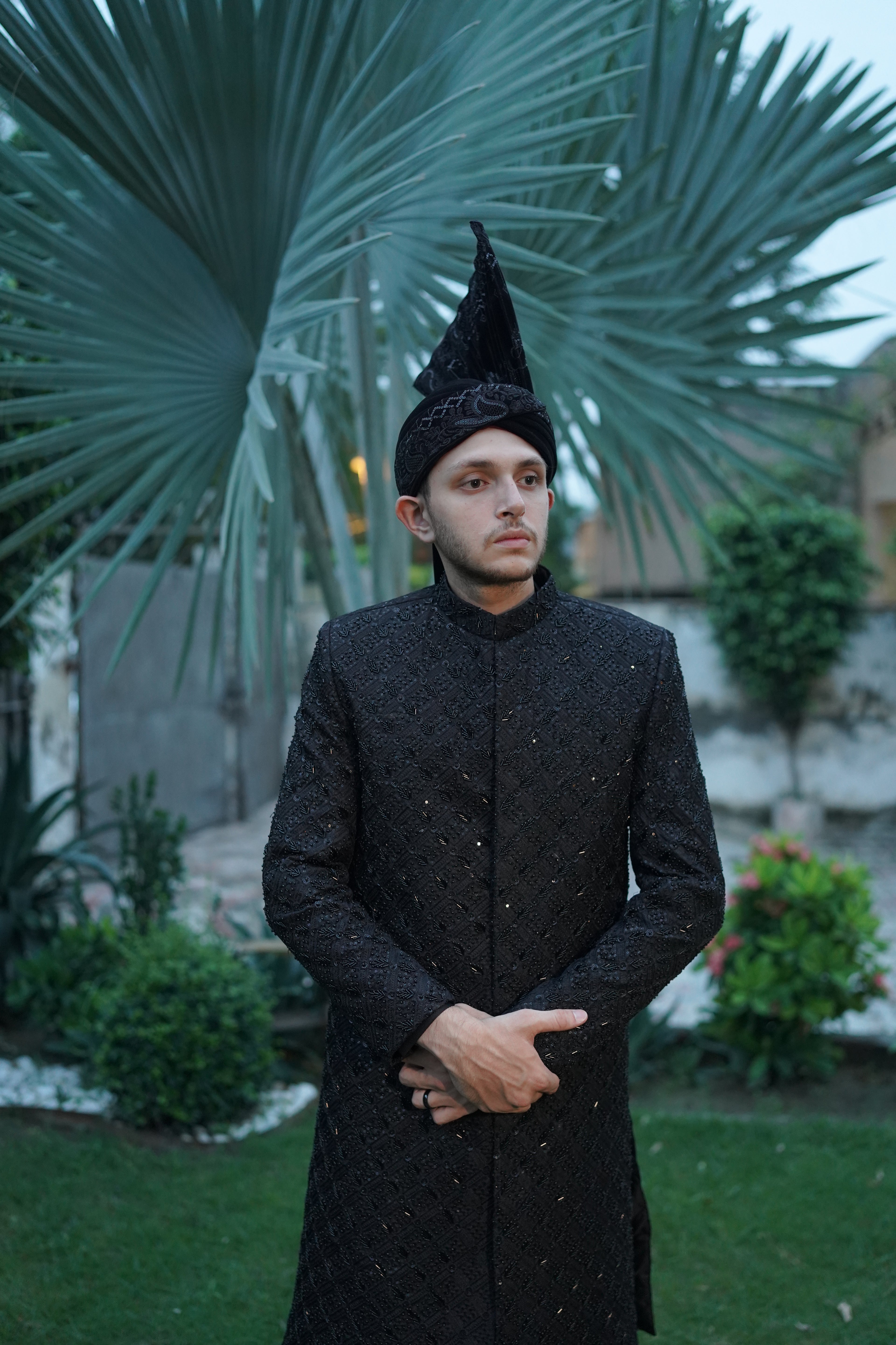 Luxury black sherwani code S103