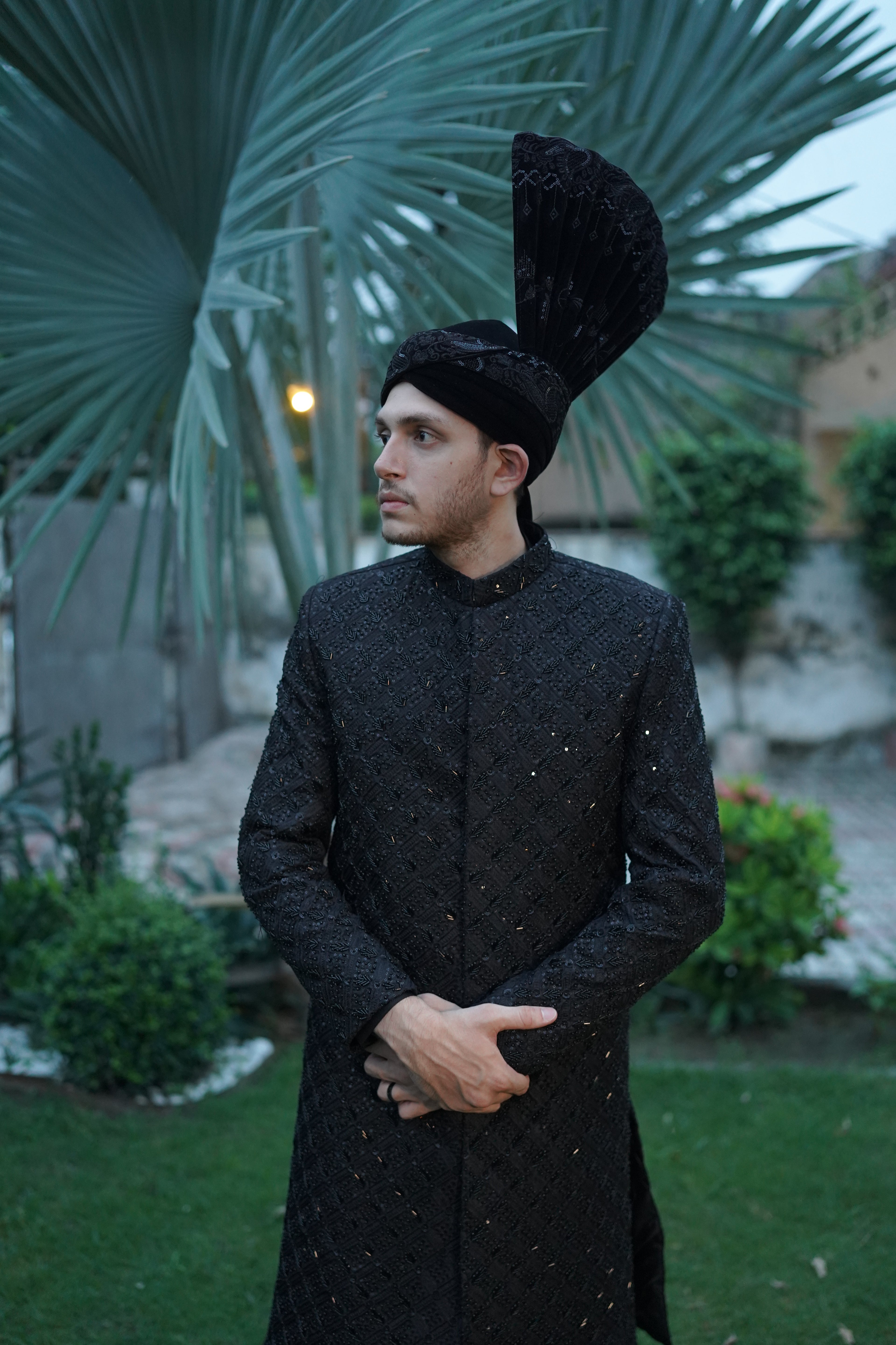Luxury black sherwani code S103