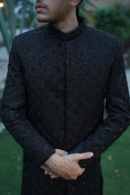 Luxury black sherwani code S103