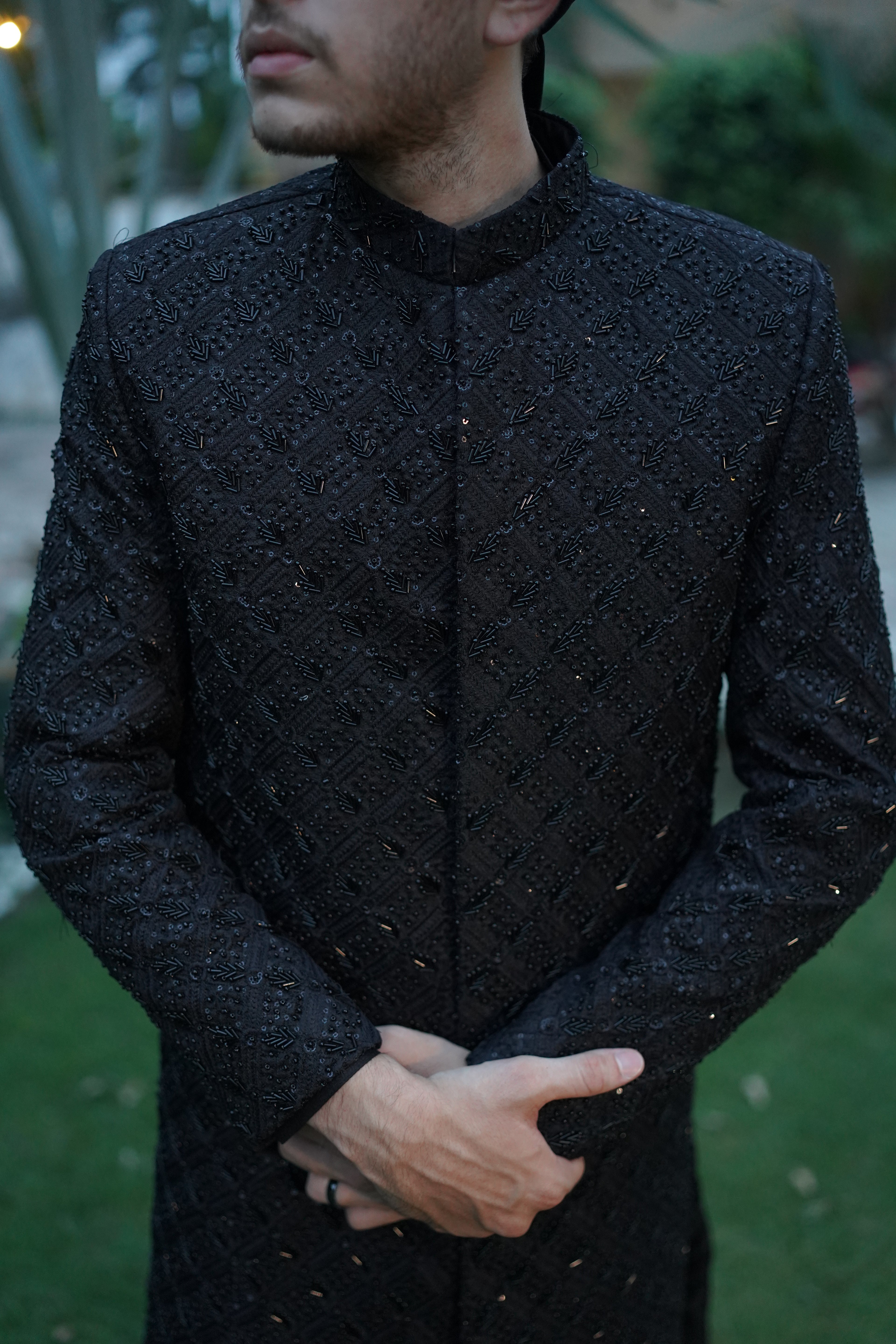 Luxury black sherwani code S103