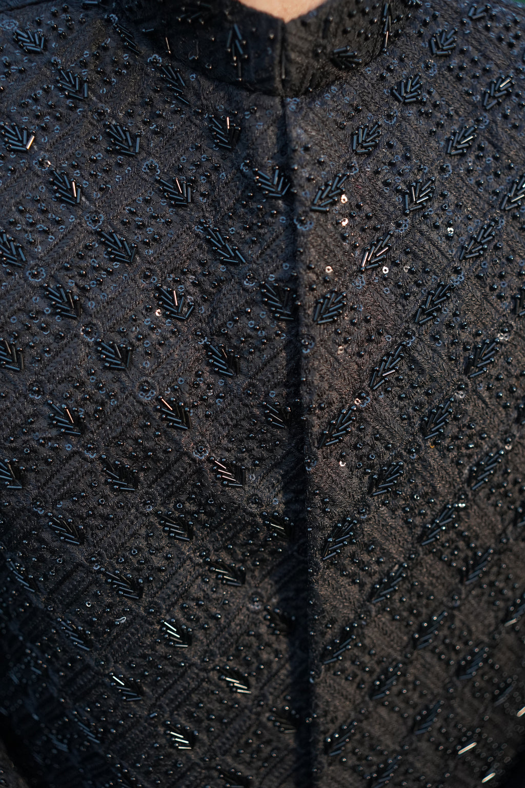 Luxury black sherwani code S103