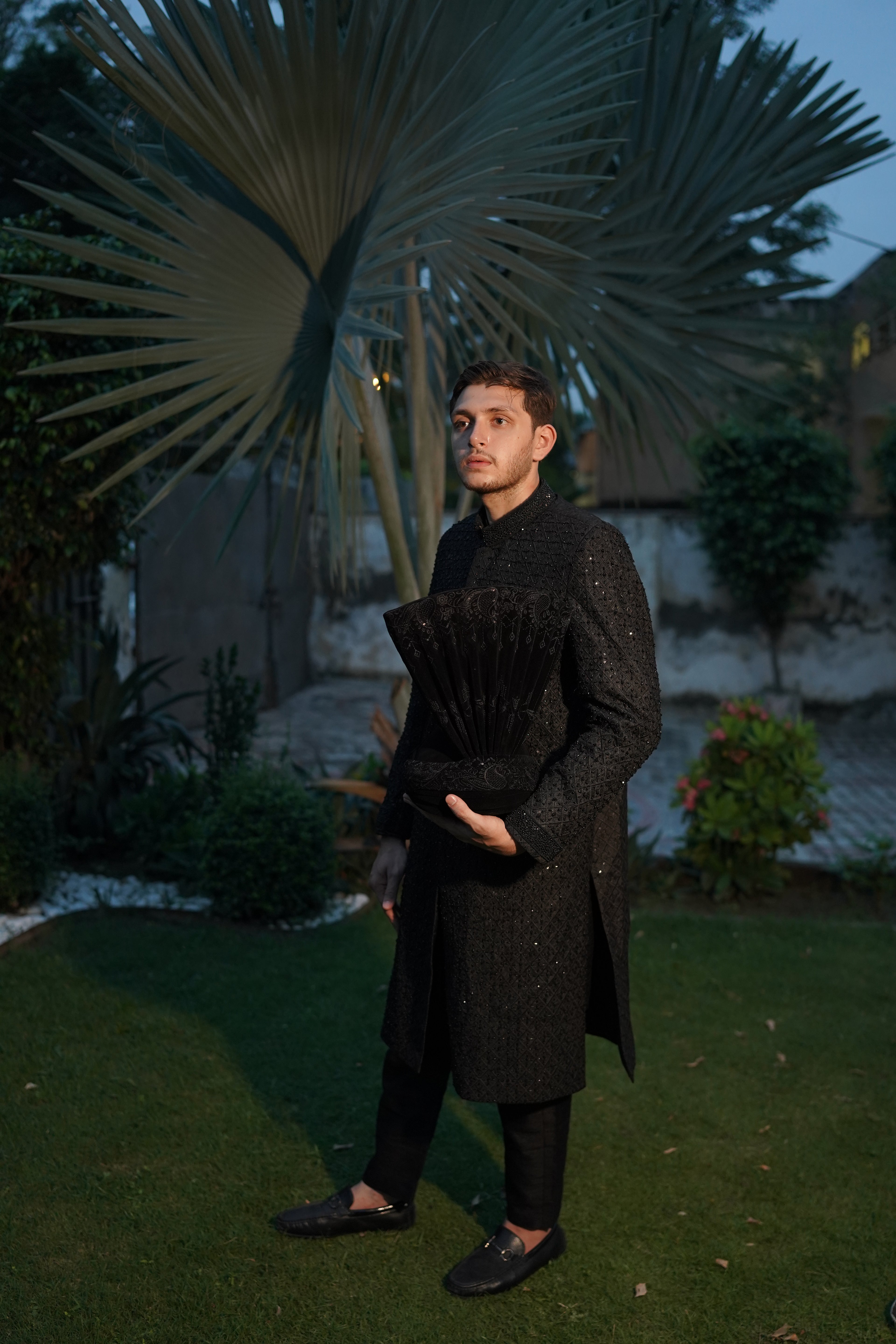 Luxury black sherwani code S104