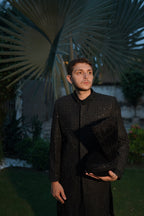 Luxury black sherwani code S104