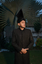 Luxury black sherwani code S104