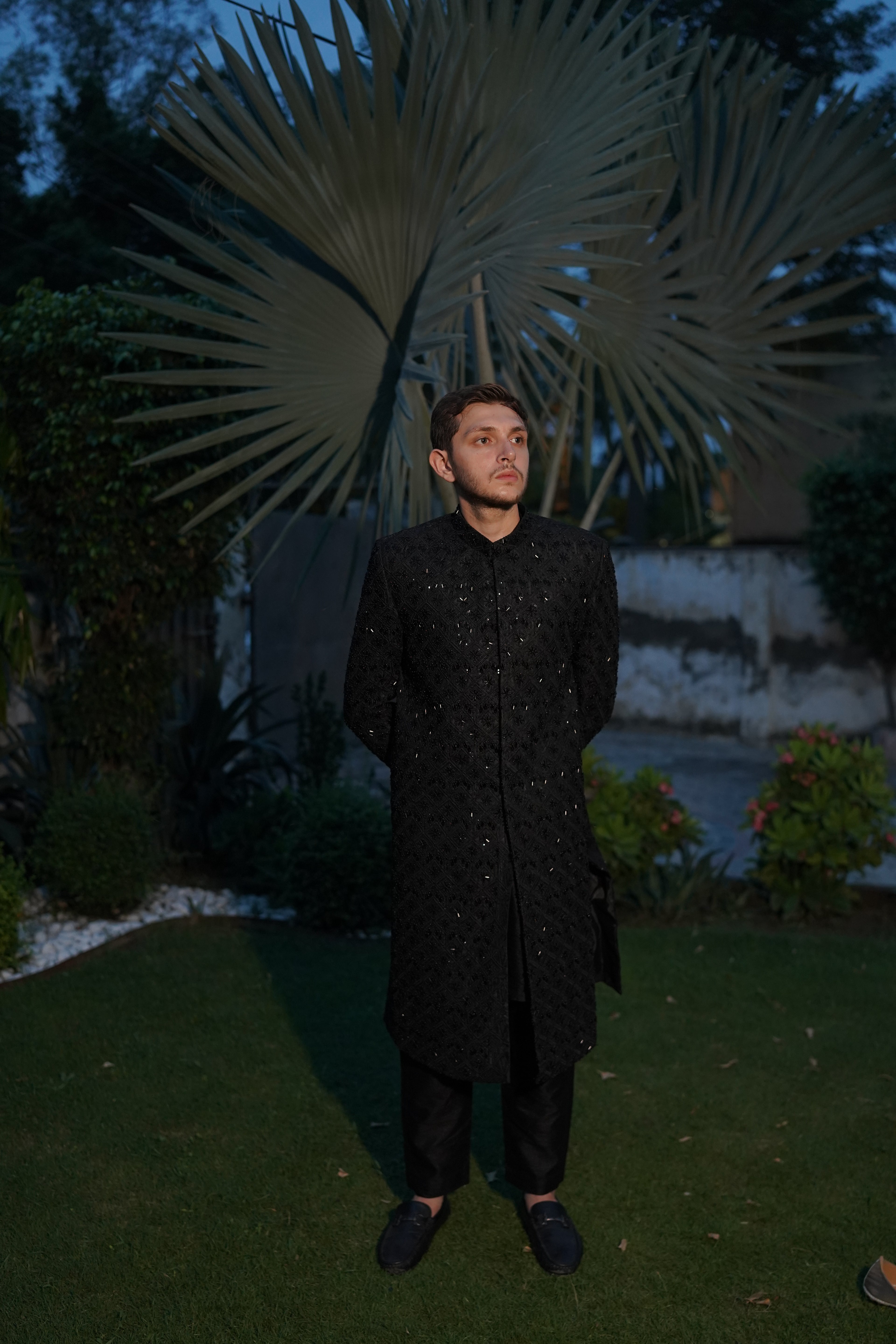Luxury black sherwani code S109