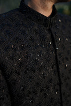Luxury black sherwani code S109