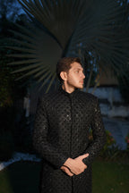 Luxury black sherwani code S105