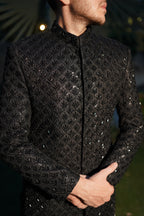 Luxury black sherwani code S105