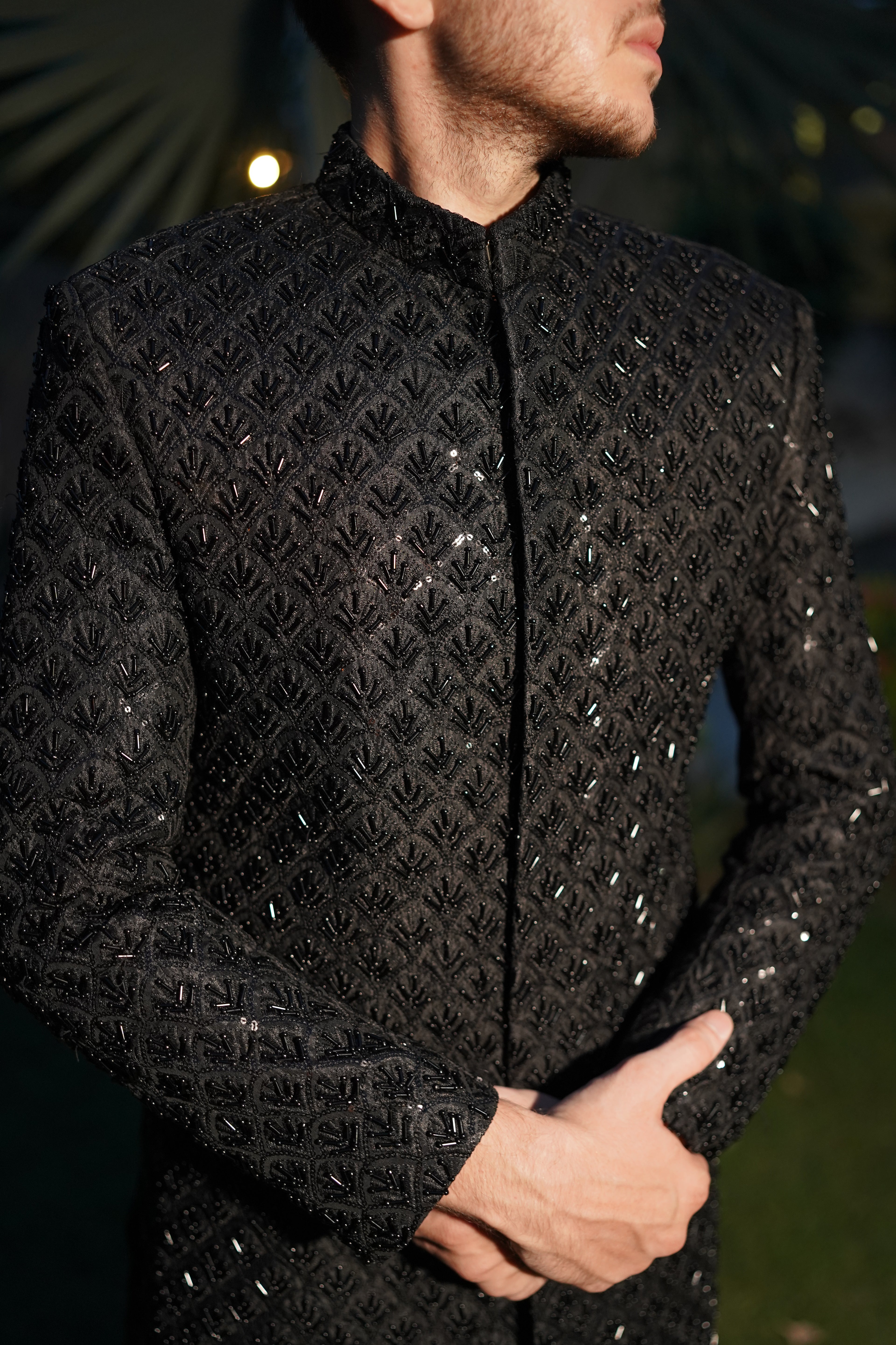 Luxury black sherwani code S105