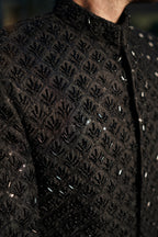 Luxury black sherwani code S105